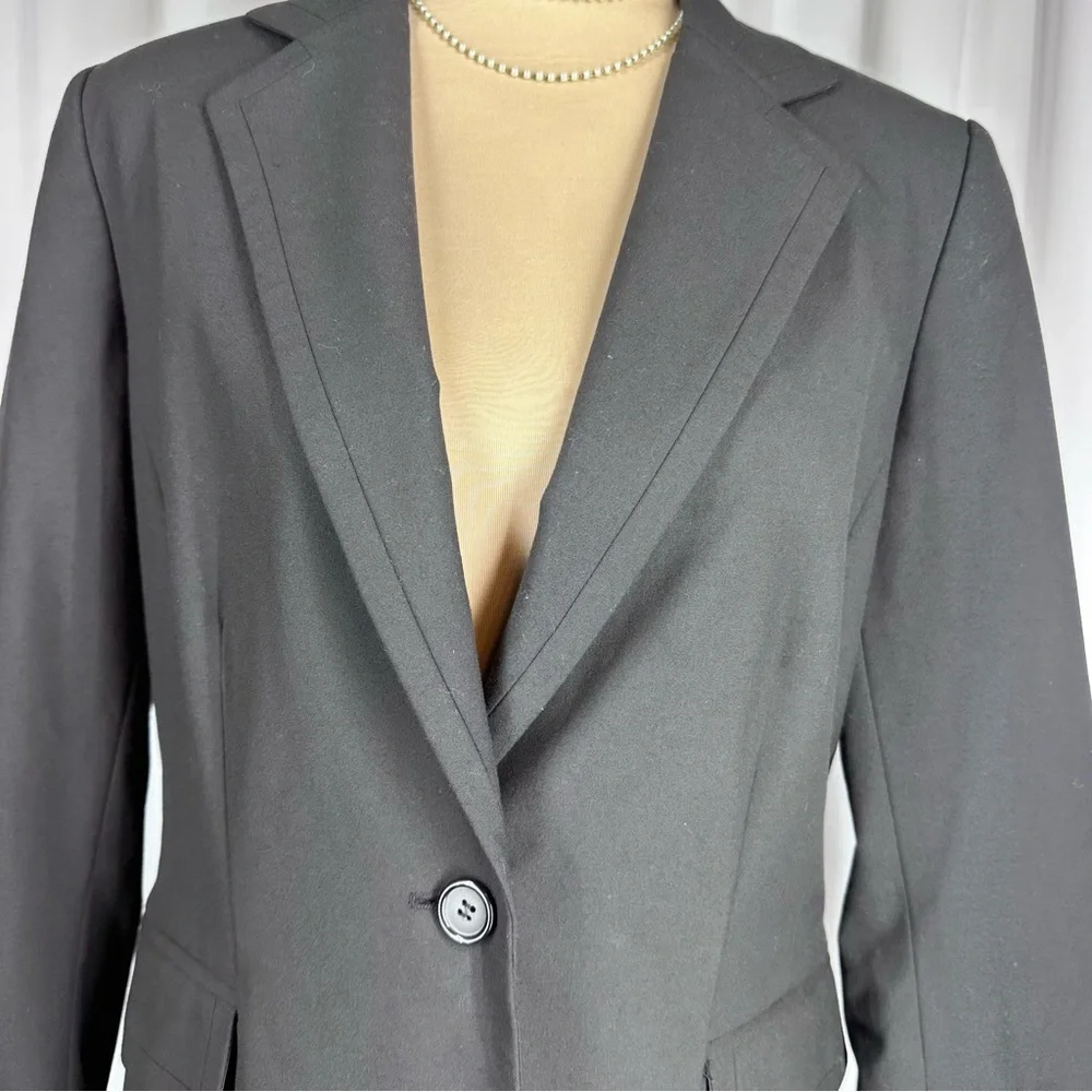 Gianni Bini Blazer Jacket Sz 6 Black One Button Contrast‎ Lining Career Business